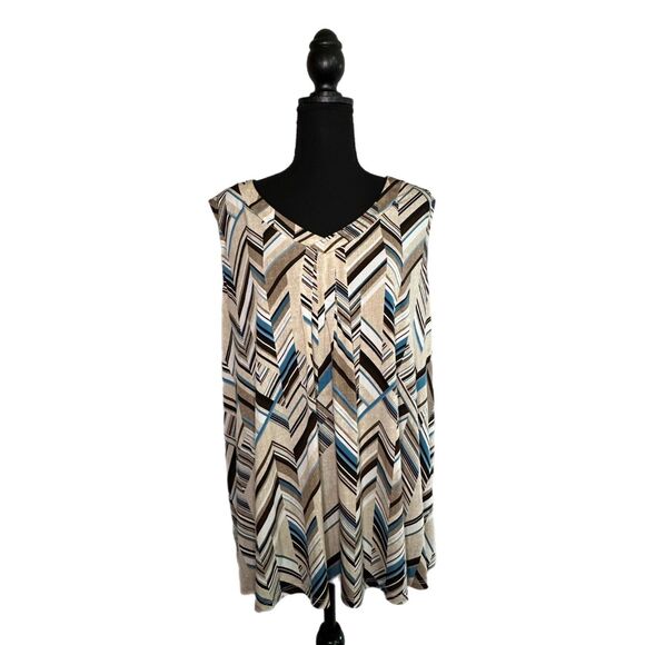 Any Wear by Catherines Brown and Blue Tank Top, 1X - Picture 1 of 5